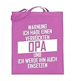 Hochwertiger Jutebeutel (mit langen Henkeln) - Verrückten Opa Famile T Shirt Geschenk