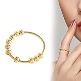 1 Stück Damenring mit rotierenden Perlen Dekoration Stressabbauring tragbar Schmuckzubehör Ring Damen Ring Fidget Ring zum Geschenk, Alltagskleidung