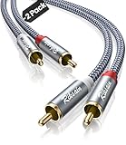 Cinch Kabel, 2 Stück (2,4m) RIKSOIN 2 x Cinch-Stecker auf 2 x Cinch-Stecker Subwoofer Chinch Audio Kabel [Abgeschirmt, HiFi-Qualität] RCA Kabel für HDTVs, Verstärker, HiFi Anlagen, DVD Player & M