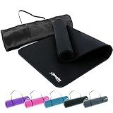 Respire Fitness Yogamatte für Damen und Herren, 185 x 61 cm, dickes Kissen mit glatten und gerippten Oberflächen, Stretching, Fitness und Meditation (schwarz)