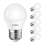 LVWIT E27 LED ersetzt 40W Glühlampen (6-er Pack), Warmweiß 2700K, 4.5W G45 LED Leuchtmittel, 470lm,