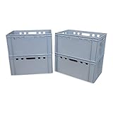 4er Set E3-Kiste Eurobox Metzgerkiste Lagerbox 60x40x30 cm stabil für Lebensmittel geeignet (grau)