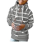 GULASISI Kapuzenpullover Damen Rollkragen Streifen Fünfzackiger Stern Hoodie Herbst Winter Farbblock-Design Pullover mit Kapuze Sweatshirt Einstellbar Kordelzug Slim Fit Kapuzenpullis Ob