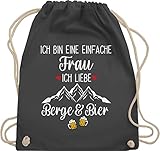 Shirtracer Skiurlaub Apres Ski - Ich bin eine einfache Frau, Ich liebe Berge und Bier - Unisize - Dunkelgrau - ski geschenke - WM110 - Turnbeutel und Stoffbeutel aus Baumw