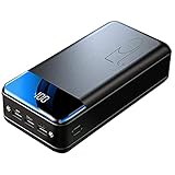 Powerbank Schnellladegerät 50000mAh, Externer Akku Tragbares Ladegerät Hoher Kapazität, Ladegerät mit 3 Ausgängen & LED-Anzeige Externer Handy Akku Kompatibel mit Iphone Samsung und mehr, Schw