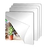 Spiegelfliesen Selbstklebend, CJBIN 4 Stück Klebespiegel Flexibler Spiegel Aufkleber, Dekoration Wandspiegel Selbstklebend für Küche Bad Schränke, 20 x 20