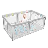 Dripex Laufstall Baby 120x180cm Laufgitter Absperrgitter mit atmungsaktivem Netz Schutzgitter Krabbelgitter für Kinder, große Sicherheitsspielplatz, G