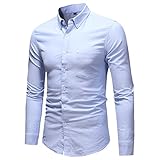 Buby Herren Einfarbig Langarm T-Shirt mit Brusttasche Casual Mode Revers Button-Down Cardigan Jacke Männer Klassisch Formal Business Slim Fit Komfort Leichter Pullover Hemd Top