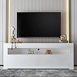 WERSMT LED-TV-Schrank für 60-Zoll-Fernseher, 140 cm großer Hochglanz-Smart-TV-Ständer, TV-Schrank, Entertainment-Center mit Regalen und Schub