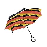 Umgekehrter Regenschirm mit Deutschland-Flagge, doppellagig, winddicht, wasserdicht, automatisches Öffnen, umgekehrt, klappbar, Autoschirm mit C-förmigem G