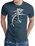 OM3® Bicycle Fahrrad T-Shirt | Herren | Vintage Radsport Radfahrer | Denim, S