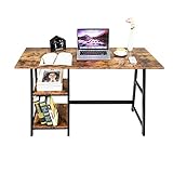 Oak & Tea Schreibtisch Computertisch Kleiner Home Office Arbeitstisch, Holz PC Tisch für Gaming, Studie Schreibtische mit Regal 120x60x75
