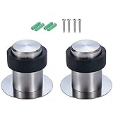 2 Stück Selbstklebend Edelstahl Türstopper Boden Türstopper Edelstahl Gebürstet Massiv Türstopper mit Gummi Türpuffer für Boden und Wand Stabiler Bodentürstopper Wandtürstopper,Ø 55 mm Höhe 46