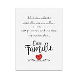 Kunstdruck, Poster mit Spruch – EINE Familie - Typografie-Bild auf hochwertigem Karton - Plakat, Druck, Print Wandb