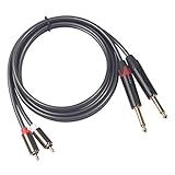 Sharplace 2x1,5m 2x6,35mm Stecker auf 2RCA Stecker Vergoldetes Audiokab