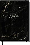 Notizbuch A5+ kariert mit Gummiband [Schwarzer Marmor] von Trendstuff by Häfft | 156 Seiten, 78 Blatt | als Bullet Journal, Tagebuch, Notizheft | nachhaltig & k