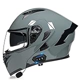 AI DI SAI Motorrad-Helm Klapphelm Integralhelme mit Bluetooth ECE Zertifiziert mit Doppelvisier und Eingebautem Mikrofon für Automatische Beantwortung für Herren Damen Erwachsene,J,M