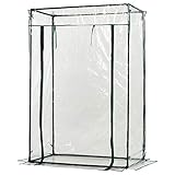 HOMCOM Outsunny Gewächshaus Innenhof Balkon Mini-Tragbarer Metallrahmen Warmer Gartenschuppen, Stahl, PVC-Kunststoff, Transparent, 100x50x150