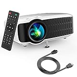 Beamer, DBPOWER T22 2400 Lumens LCD Mini Projektor Multimedia Heimkino Video Projektor Unterstützt 1080P HDMI USB SD Karte VGA AV für TV Laptop Spiele iPhone Android Smartphone, Weiß