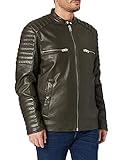 BOSS Mens Jakoby 10230712 01 Leather Jacket, Open Green342, 52