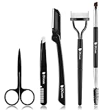 DUcare Augenbrauen Set 5 Stücke mit Duo Augenbrauenbürste und Spoolie, Wimpernkamm Lockenwickler, Augenbrauenrasierer, Pinzette, Schere Gesichtsrasierer mit Aufbewahrungstasche für Frauen Make-up