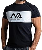 Natural Athlet Fitness Tshirt für Herren - Langes schnelltrocknendes Gym Slim-Fit T-Shirt - Krafttaining und Sp