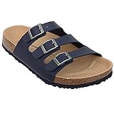 ANNA by loki Pantoletten für Damen I nachhaltig & vegan, PETA-zertifiziert I Sandalen mit flexibler EVA-Laufsohle & Memory-Korkfußbett I 3-Riemer Schlappen, Allergiker-freundlich I 40 in B