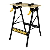 TOUGH MASTER DIY Faltbare Werkbank, tragbarer 100 kg Arbeitstisch, robuster Stahlrahmen, klappbarer Arbeitstisch, Holzarbeitsplatz mit 4 drehbaren Heringen für Bauarb