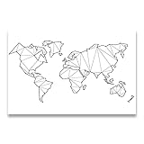 Abstrakte Weltkarte Leinwand Kunstdruck Wandbilder Geometrische Low Poly Karte der Welt Poster Leinwand Malerei Dekoration 30x45cm (12x18in) R