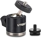 UTEBIT Mini Stativkopf Kugelkopf mit 1/4 Blitzschuhadapter 360° Drehbar Ball Head mit Kamera Hot Shoe Kugelgelenk Halter Kompatibel für Nikon, HTC Vive VR