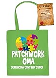 Tasche/Stofftasche/Stoffbeutel lustige Sprüche+Fun-Urkunde: Patchwork Oma gemeinsam sind wir stark - Geschenk/Geburtstag