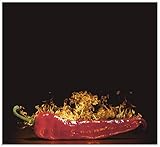 Artland Küchenrückwand Glas mit Motiv Spritzschutz 60x55 cm Chili Flammen Chilischote Gewürze Essen Gemüse Chilli S7PR