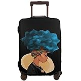 Afican American Women Reisegepäck-Abdeckung, waschbar, staubdicht, kratzfest, elastisch, Koffer-Schutz für Räder, passend für 45,7 - 81,3 cm Gepäckabdeckungen (zwei), schwarz, S (18-21 inch luggage),