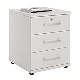 CARO-Möbel Bürocontainer Schreibtischcontainer Büroschrank Toronto, weiß, abschließbar mit 3 Schubladen, 44 x 58 x 45