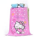 Mattes Hello Kitty Badetuch mit niedlichem Cartoon-Haartuch, Baumwolle, saugfähig, luxuriöses Handtuch-Set, weich, für Kinder, Erwachsene, Blau, Rosa, 34 x 76 cm, ultraw