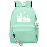 MMZ Harry P Casual Daypack Notebook Rucksack Mädchen Junge Studententasche Casual Rucksack Study Trip Multifunktions Bookbag （Grün）