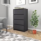 YOPOTIKA Schränkchen Holzschrank Nachttisch Buffetschrank für Schlafzimmern, Küchen, Bädern oder Flur Konsolenschrank Sideboard Hochglanz-Grau 60×35×98,5 cm Spanp