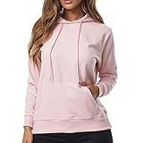 Smith & Solo Hoodie Damen – Kapuzenpullover Frauen Baumwolle Long, mit Kapuze Pullover Sweatshirt Rundhals, Slim Fit Freizeit Sport Langarmshirt, Hoodies Training - Pulli ( Rosa, XS )