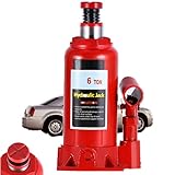 Hydraulischer Flaschenwagenheber 6 Tonnen Universal Hebeständer Dicker Metall Vertikaler Flaschenheber Wagenheber für Kompaktes Niedrigfahrwerk Auto Limousine auf Straße oder in Garag
