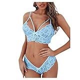 Darringls Damen Unterwäsche Sexy Erotisch Dessous Set Sexy High Waist BH und Panty Set 2 Stück Spitze Set Sexy BH und Panty Sets Lingerie Spitze Zweiteilig