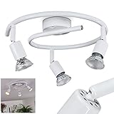 Deckenleuchte Planes, runder Deckenstrahler aus Metall in weiß, 3-flammige Deckenlampe Rondell, 3 x GU10 max. 3 Watt, die Leuchtenköpfe sind beliebig dreh- und schwenkb