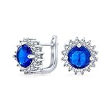 4Ct Oval Royal Blau Ohrstecker Für Frauen Simuliert Saphir Cz Halo Krone 925 Sterling Silber 11M