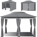 KESSER® - Pavillon 3x4m inkl. Seitenwände mit Reißverschlüsse, Eckig Festzelt Partyzelt Gartenlaube Gartenzelt Luxus Gartenpavillon UV-Schutz 50+, G