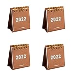 STOBOK Mini Tischkalender 2022 Stehend Monatskalender Desktop 4 Stücke Dunkelbraun Kalender Tragbar Büro Schule Zuhause Jahr des Tigers Chinesisches Neujahr Weihnachten Party Geschenk