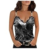 Dasongff T-Shirt Damen Spitze V-Ausschnitt Bluse Tunika Ärmellos Tops Oberteile Blusenshirts Sommer Sexy Crop Top Weste Tunika Hemden Tee Freizeit Blusen Damenbluse T-Shirt Sommertop