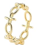 Lotus Fun S925 Sterling Silber Ring Schlichte Goldenes Kreuz Twist Schlagring Schwanzring Einstellbarer Ring Temperament Handgemachter Schmuck für Frauen und M