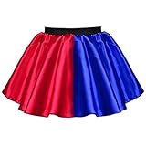 Clown-Rock für Damen, rot-blau, 4 Stile – Harlekin, Super-Bösewicht, Halloween-Kostüm Gr. One size,