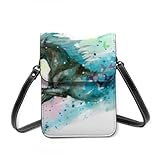 SUUJ Leichte Lederhandtasche, kleine Umhängetasche Mini-Handytasche Umhängetasche für Frauen, Aquarell Pferd von Hand g