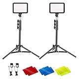 Neewer 2er-Pack Videokonferenzlicht-Kit, 22W 3200K~5600K Dimmbares LED Videolicht mit Fernbedienung, 50-Zoll-Lichtstativ und Farbfilter für Zoomanrufe, Fernarbeit, Vlog, Live-Streaming, Sp