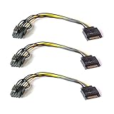 3er-Packung SATA Stromadapter 6 Zoll 15-Pin Stecker männliche zu 8-Pin weibliche Stecker PCI Express Grafik- und Videokarte Netzkabeladapter für Host- und Grafikk